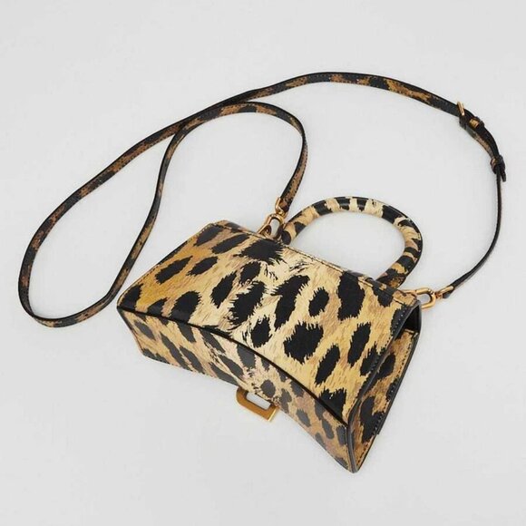 Balenciaga Leopard Print Smooth Leather Hourglass XS Top Handle Bag - Picture 3 of 10